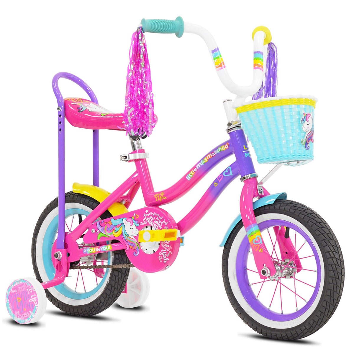 12" LitteMissMatched Unicorn - (Refurbished) | Cruiser Bike for Kids Ages 2-4