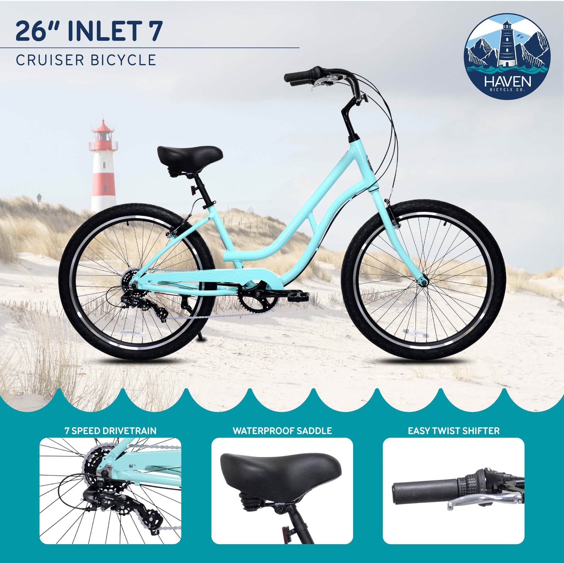 26" Haven® Inlet 7 - (Refurbished) | Beach Cruiser for Women Ages 13+
