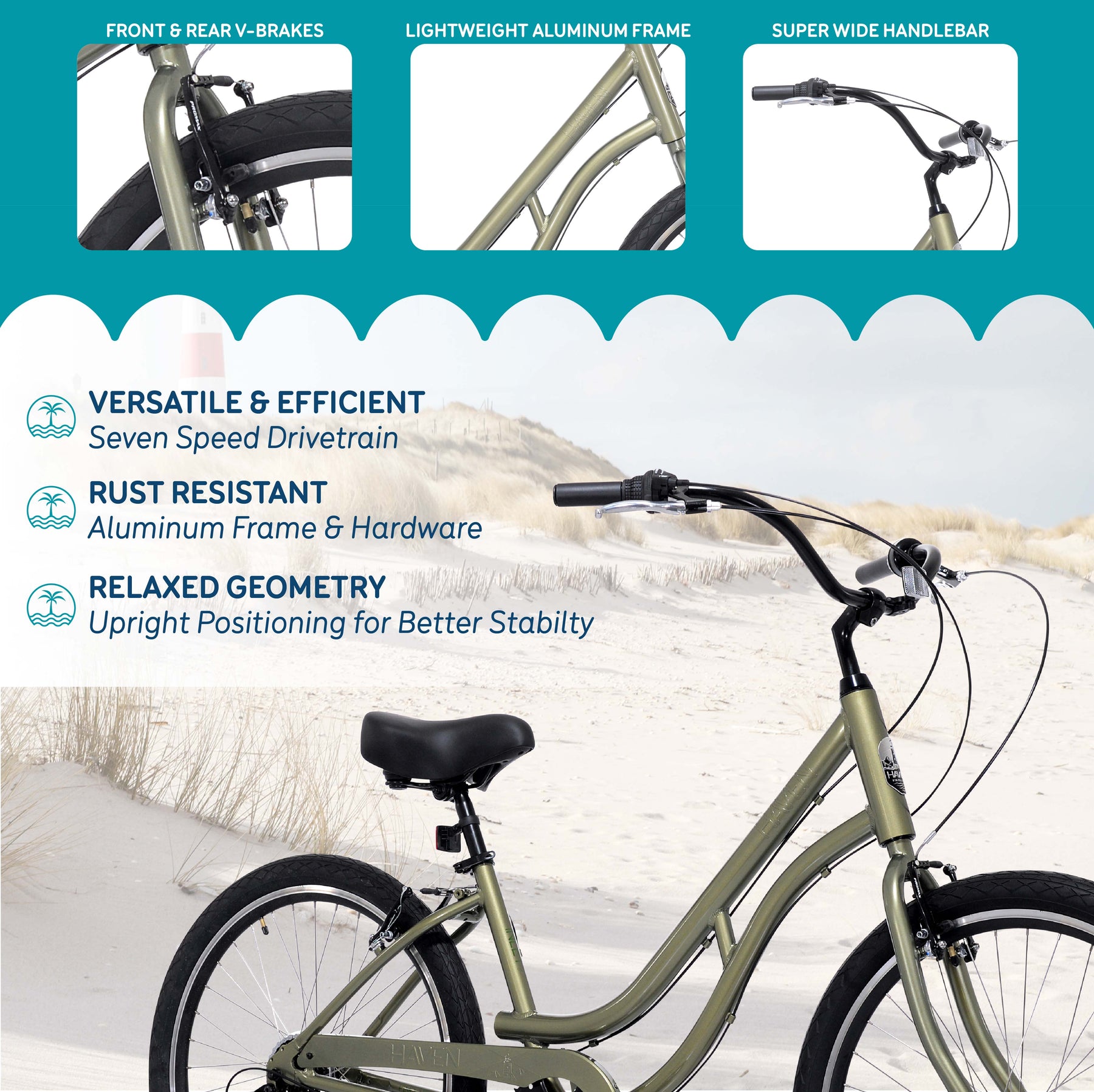 26" Haven® Inlet 7 - (Refurbished) | Beach Cruiser for Women Ages 13+