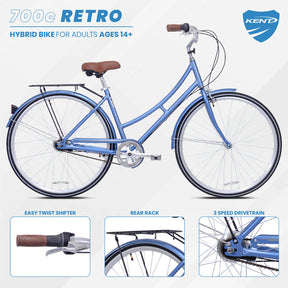 700c Kent Retro | Step Thru - (Refurbished) | Hybrid Bike for Women Ages 14+