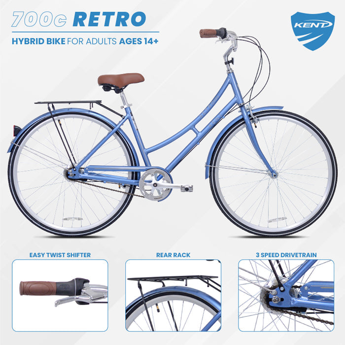700c Kent Retro | Step Thru - (Refurbished) | Hybrid Bike for Women Ages 14+